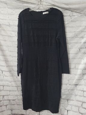 Per Una Women's Black Textured Long Sleeve Dress